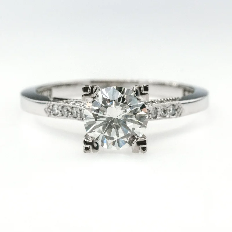 Ladies lightweight titanium wedding rings -GIA 0.78ct VVS1/K Round Diamond Tacori Engagement Ring in 18K White Gold