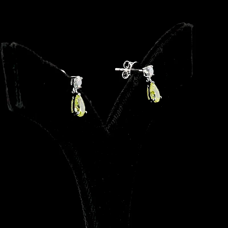 Ladies Valentine’s glow earrings -14K White Gold Lab Grown Diamond Dangling Earrings ER4034