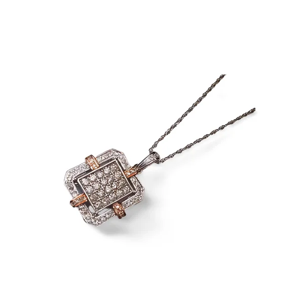 Ladies Necklaces with Jade Spark-Gorgeous 14K Pink Rose White Gold 2-Tone Pave Diamond Pendant Necklace