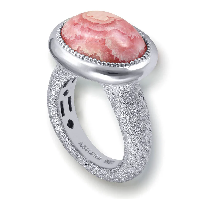 Ladies memory gleam rings -Gold Cocktail Ring with Rhodochrosite