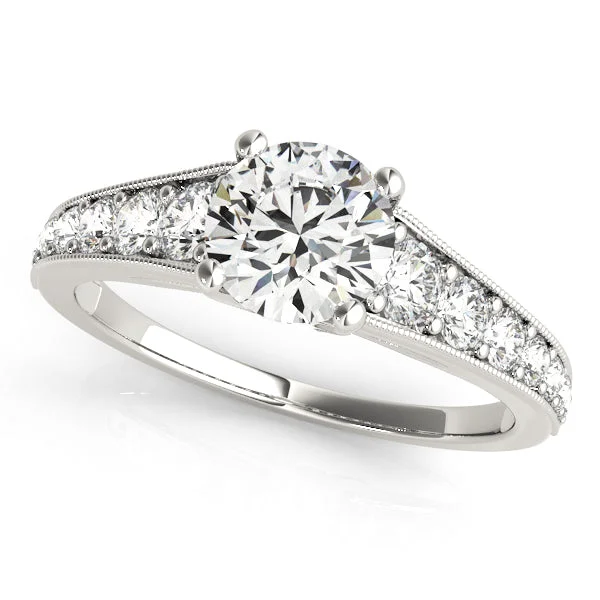 Ladies anniversary gleam wedding rings -Single Row Diamond Engagement Ring