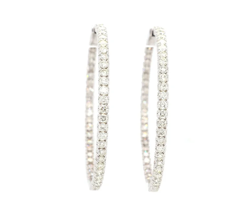 Ladies fine thread earrings -New 3.50ctw Diamond Inside Out Hoop Earrings in 14K