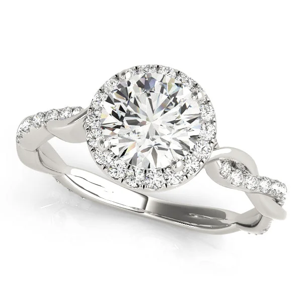 Ladies flowing hippie wedding rings -Halo Diamond Engagement Ring