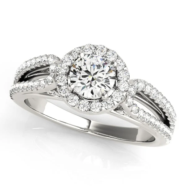 Ladies bird flight wedding rings -Halo Diamond Engagement Ring