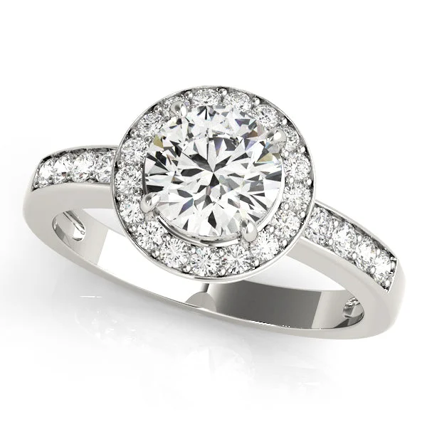 Ladies handcrafted artisan wedding rings -Halo Diamond Engagement Ring