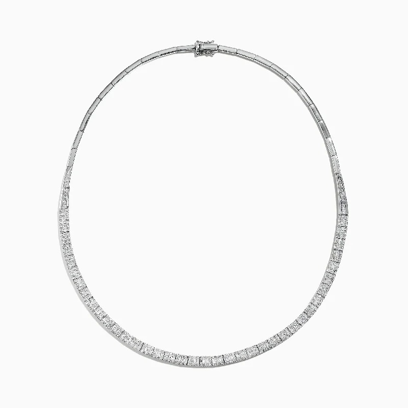 Ladies Necklaces with Sunny Citrine-Classique 14K White Gold Diamond Collar Necklace 3.12 TCW