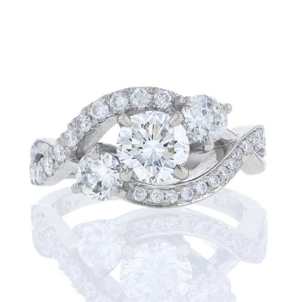 Ladies muted tone wedding rings -Twisting Bypass 3-Stone Engagement Ring