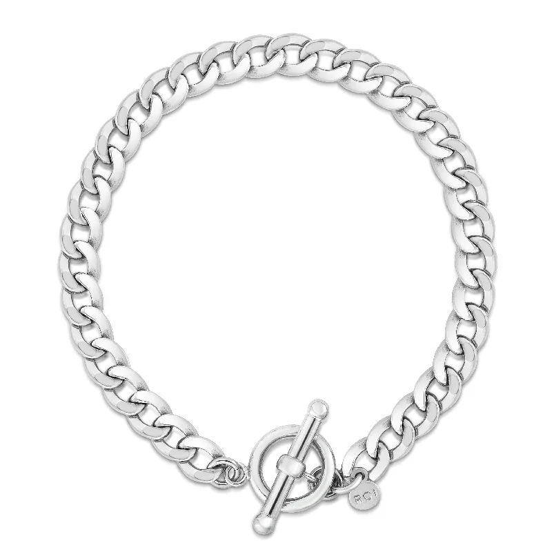 ladies rose gold bracelets anniversary gift -Silver La Gourmette Toggle Bracelet